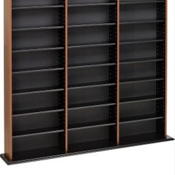 Prepac 3 Column Tall Cabinet Media Storage, Triple Width Wall, Cherry/Black