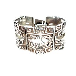 Sterling Aztec Wide Bracelet