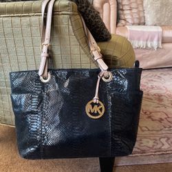 Michael Kors Snake & Leather Black tote Bag