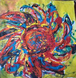 Titled tropical fish and sharks measurements 21 inches by 21 inches