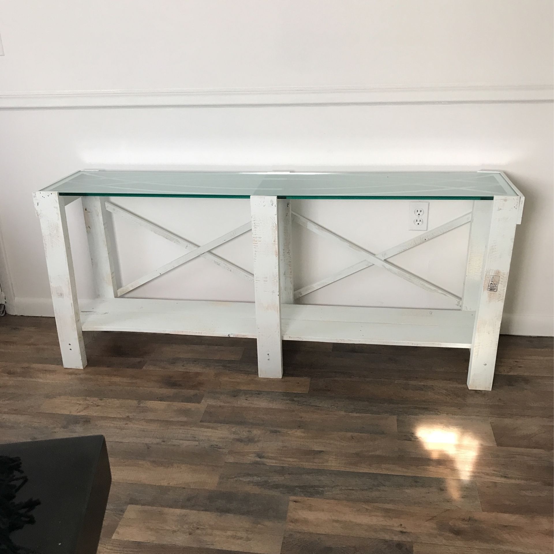 Rustic Glass Console Table