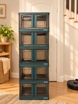 5-Tier Stackable Storage Cabinet with Doors Foldable Pickup Zip 33174