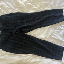 Express blue plaid slacks