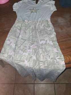 Girls Camo Print Dress with Star Appliqué