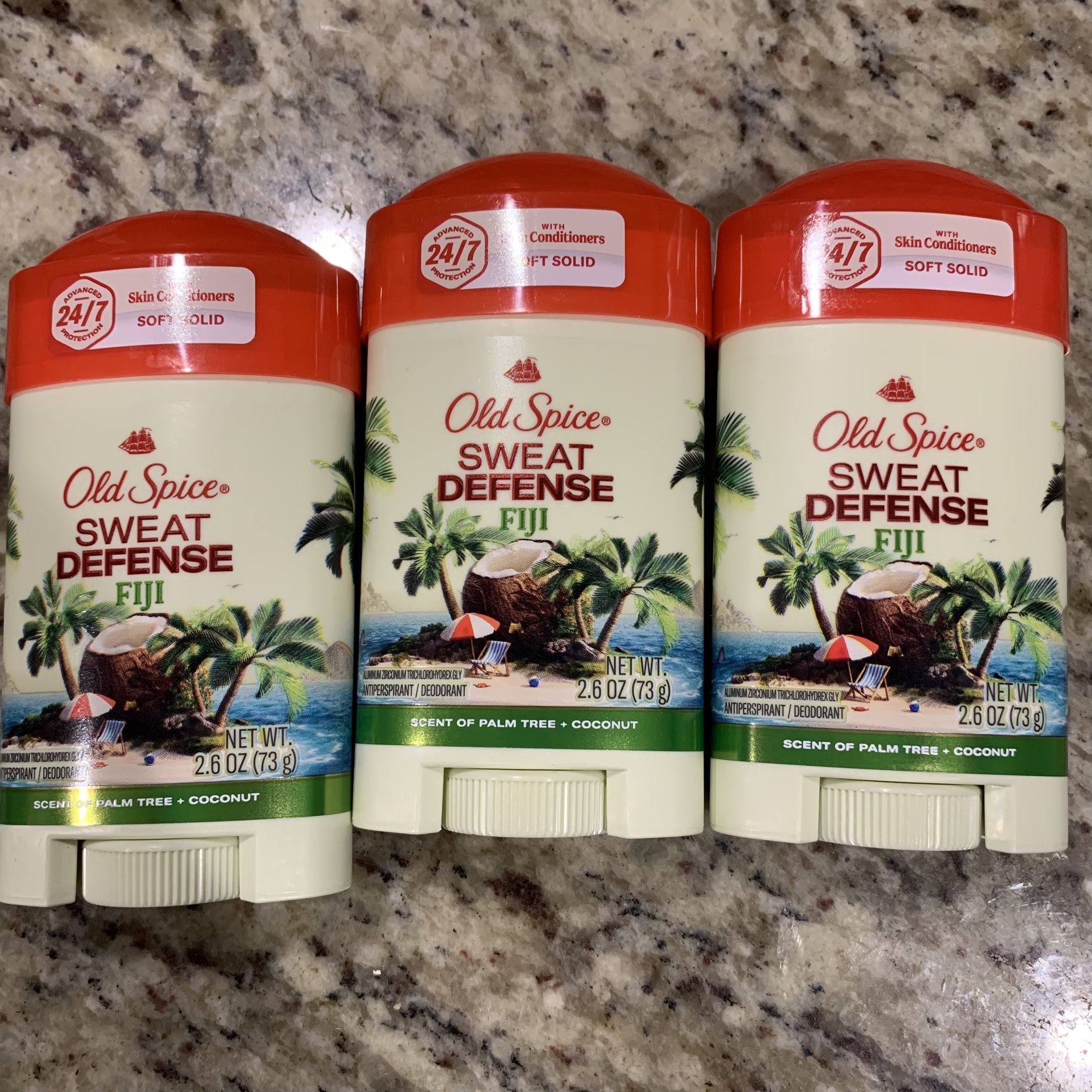 3x Old Spice Sweat Defense Fiji Anti-Perspirant & Deodorant 2.6 oz Each