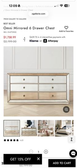 Zgallerie Omni 6 drawer mirrored chest