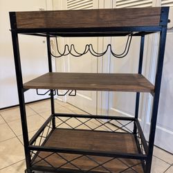 Bar Cart - Wood & Black Metal
