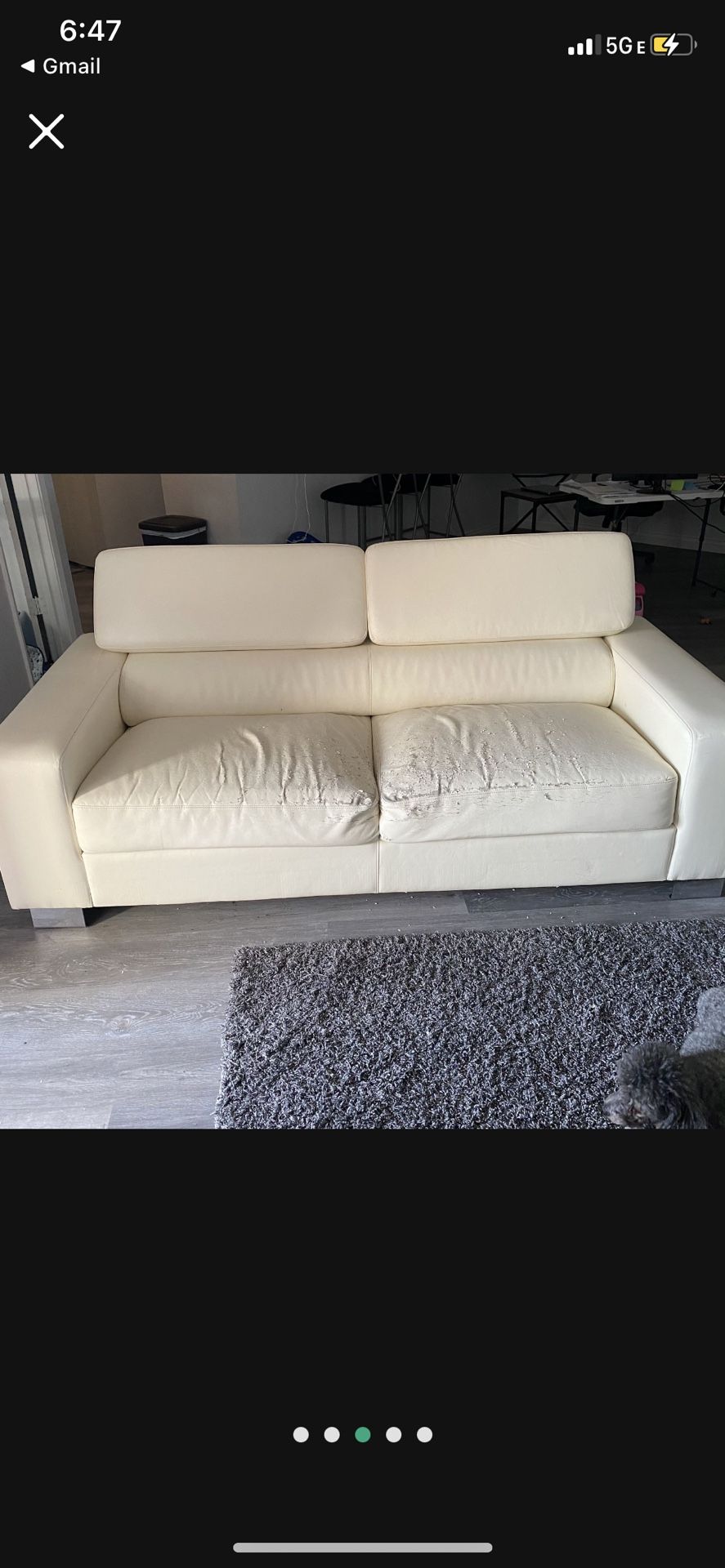 WAYFAIR WHITE LEATHER COUCH
