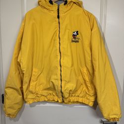 VTG Disneyland Mickey Mouse Yellow Hooded Jacket XL Taiwan ROC