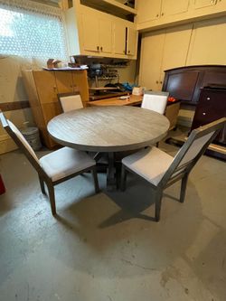 Round Wood Table and 4 Chairs