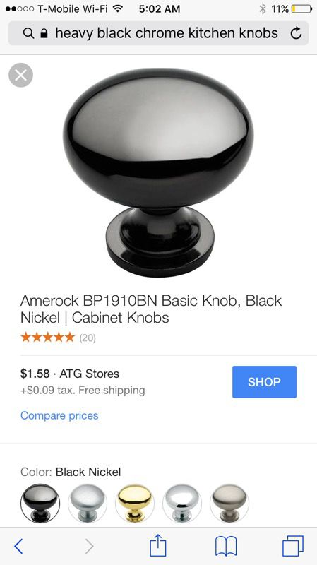 Kitchen cabinet knobs black chrome very heavy was five dollars each but just found online for two dollars