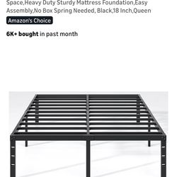 Black metal bed frame 18 inch