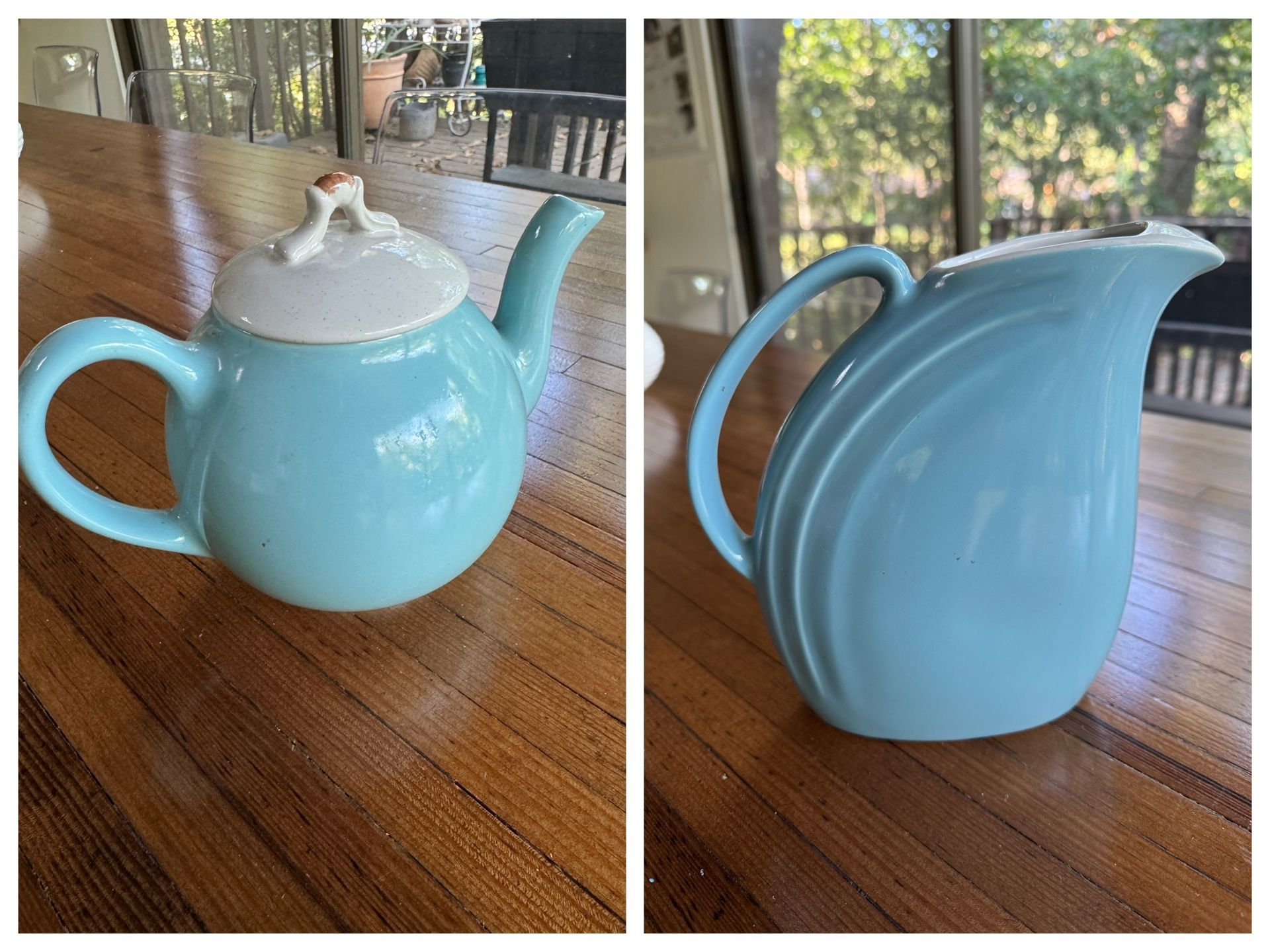 Porcelain Covered Teapot & Pitcher Hall, Light Blue MCM, 2 Cup)