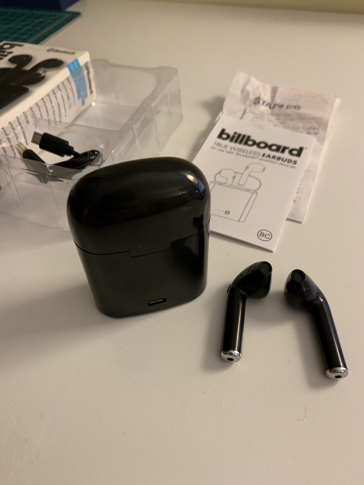 Billboard Black Wireless Earbuds with Charging Case