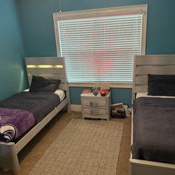 bed frame, and nightstand. 