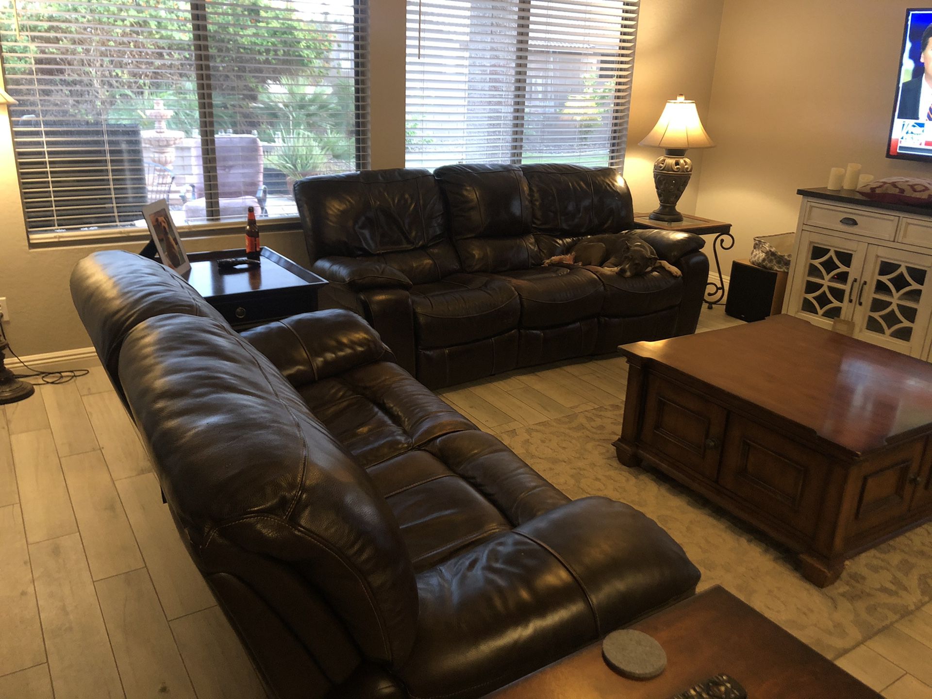Reclining Leather Sofa Set