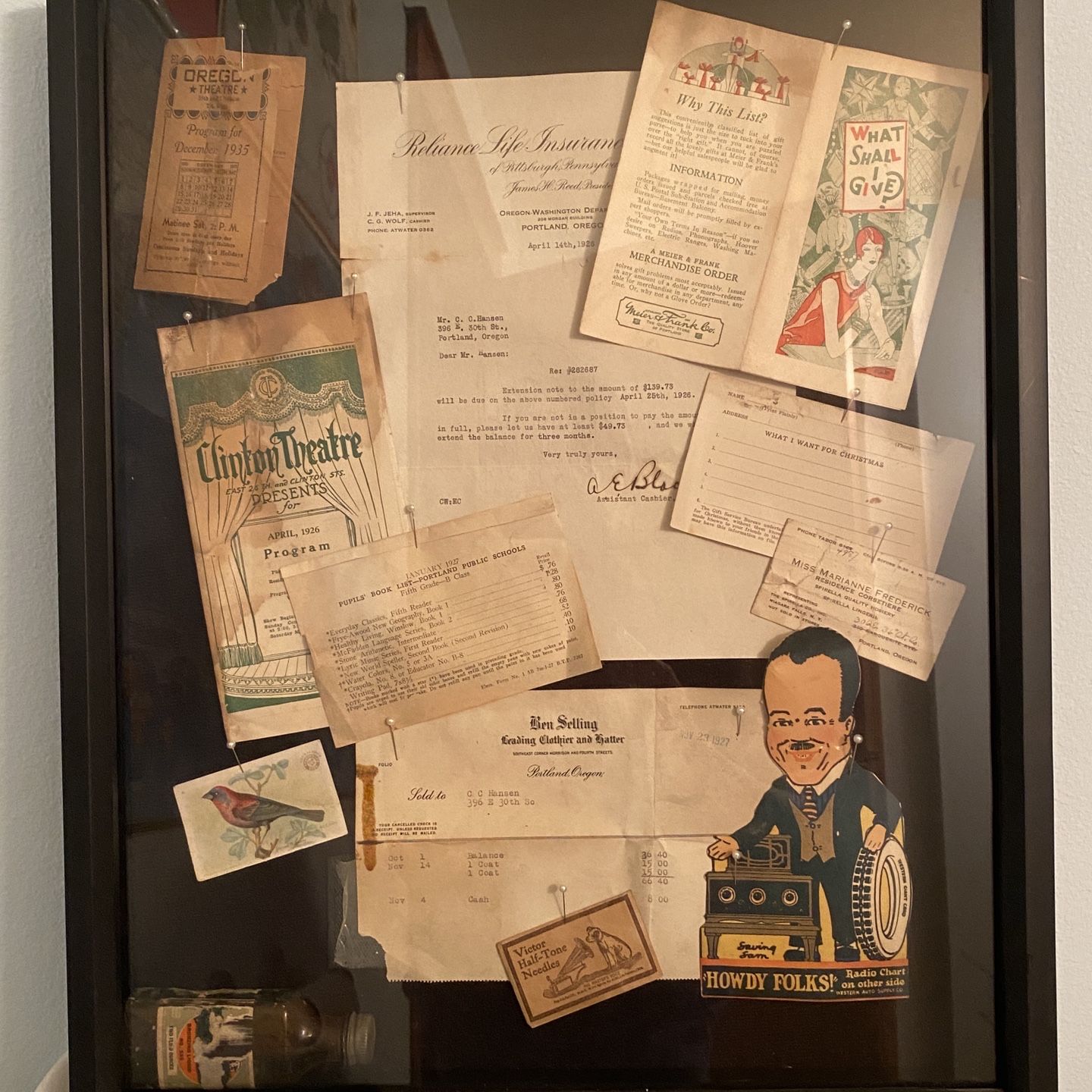 Vintage Shadow Box With old Portland Memorabilia
