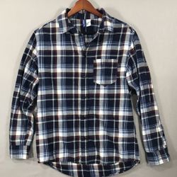 H&M Divided Flannel Shirt Men’s Size Small Blue Plaid Long Sleeve Button Down