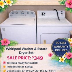 Whirlpool Washer & Electric Dryer Set (agitator)