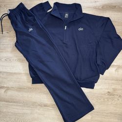 Navy Blue 1/4 Zip Sweater & Pants Set 