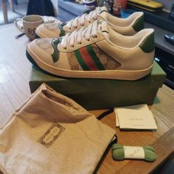 GUCCI Size 8 WOMEN'S SCREENER 🔥🔥🔥LEATHER SNEAKER✨New ✨

