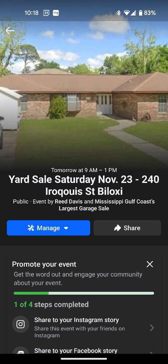 Yard Sale Saturday November 23 - 240 Iroquois St Biloxi