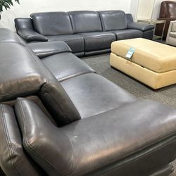 Furniture- 3 Pc Real Italian Leather Chateau D’Ax Sofa With 2 Power Recliners- Daisley
