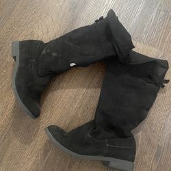 Girls Black Suade Boots Size 2 Youry By Cat & Jack 