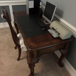 Solid Wood Computer Desk w/ Chair