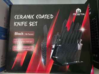 Mosta Ceramic Coated Knife Set 16-Piece Black