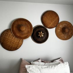Authentic Vintage Rice Paddy Hats/Wall Baskets