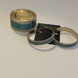 Teal Thalia & Sodi earring & cuff bracelet set. 