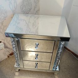 Mirrored Nightstand with Crystal Accents (cash only)