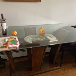 6 Seating Glass Dining Table 