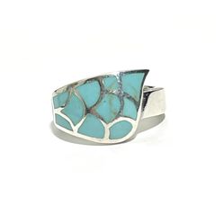 New Sterling Silver Turquoise Inlay Ring 925