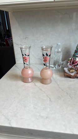 Vintage 1950’s mid-century hand painted vase with flower Atomic MCM mod Swag