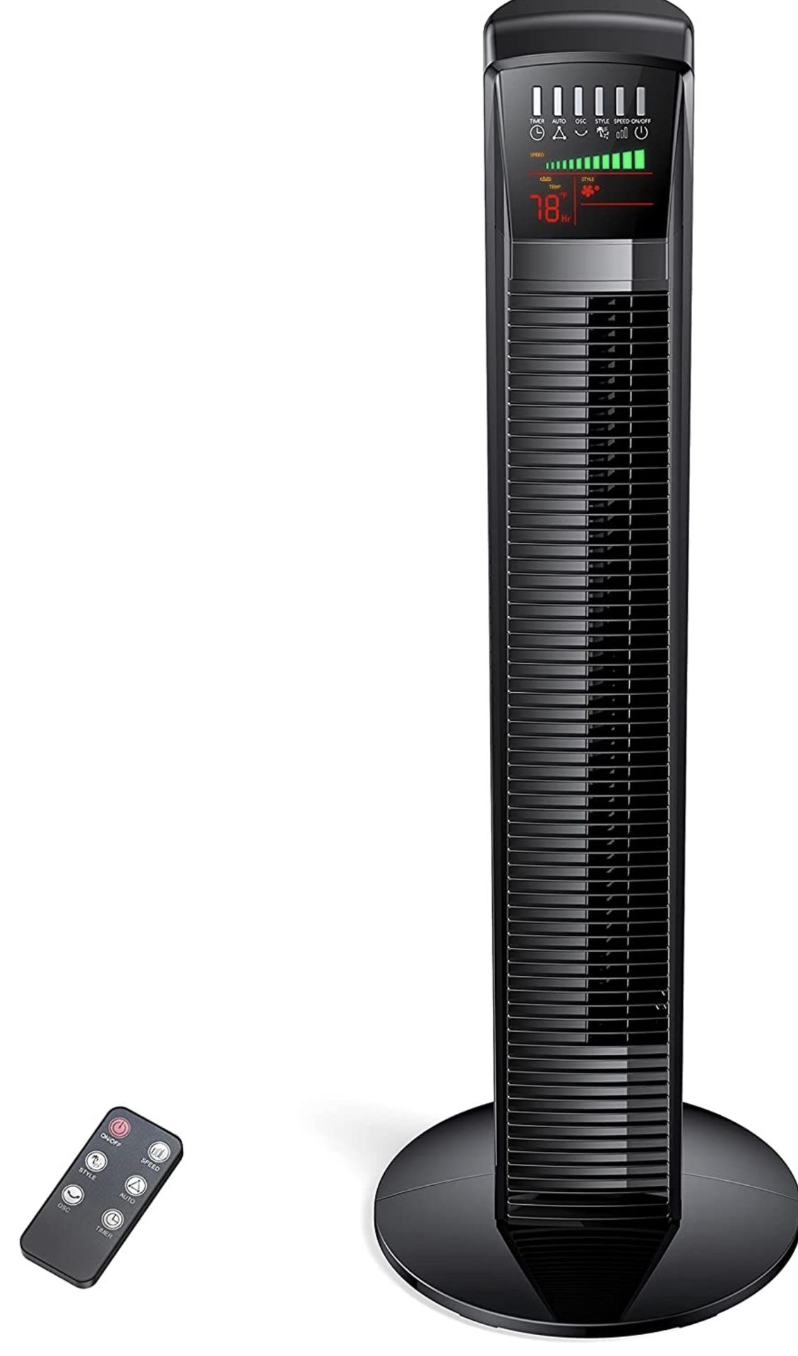 Tower Fan, 34” 65°Oscillating Cooling Fan with 3 Speeds, 3 Modes, Remote Control, LED Display, 12-Hour Timer, Portable St