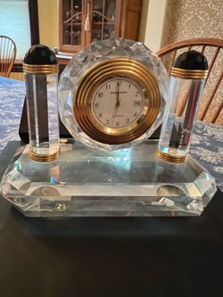 Vintage Swarovski Crystal Desk Clock / Mantel Clock with Original Box
