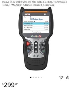 Innova 5512 OBD2 Scanner, ABS Brake Bleeding, Transmission Temp, TPMS, OBD1 Adapters Included, Repair App brand new sealed