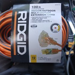 100ft 12gage Multiple Outlet Heavy Duty Ridgid Ext Cords 