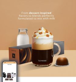 Nespresso Vertuo Coffee and Espresso Maker by De'Longhi, Piano Black  plus Pud stand
