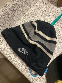 White and black Nike beanie