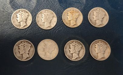 Lot of 8 Mercury Silver Dimes