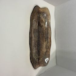 Beautiful Glass Dark Ruby Brown & Gold ‘Snakeskin’ Scales Serving Platter