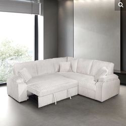 NEW BEIGE SECTIONAL PULLOUT SLEEPER, INCLUDING FREE DELIVERY PAY UPON ARRIVAL