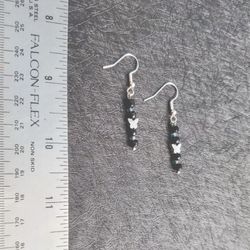 Silver Butterfly Bead, Glass Beads, Silver Hooks, Dangle Earrings Silver Hooks