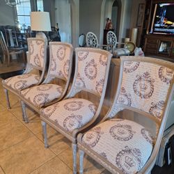 4 - Solid Wood Ornate Dining Chairs 