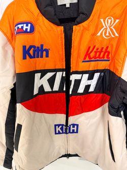 Kith Brixton Puffed Racing Moto Shirt Jacket NY To The World Sandrift Size Large