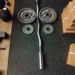 Olympic Curl Bar With Weights