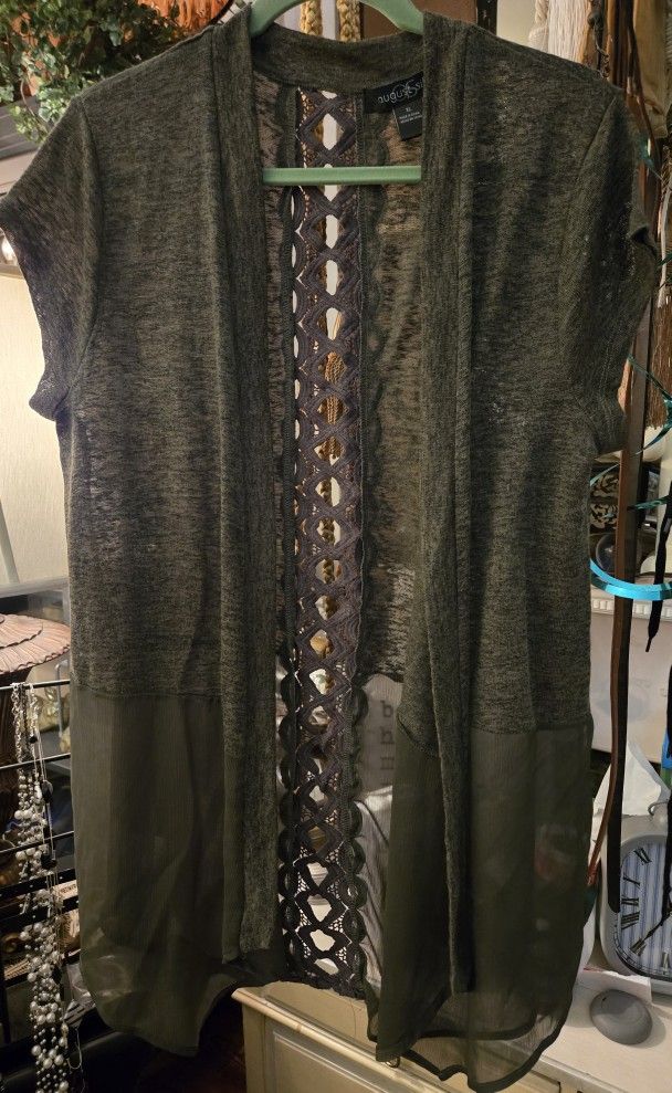 WT # 1020 Womens XL August Silk Cardigan, Sheet At Bottom